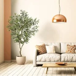 VIGGDA Artificial Tree Faux Olive Tree 7ft (82in,UV Protection 2289 Leaves) Tall Fake Olive Plant In Pot Fake Silk Tree Faux Plants Indoor -Artificial Trees Store 51znhIxXajL