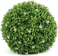 17.7 Inch Artificial Plants Outdoor Boxwood Topiary Ball With White Flowers For Backyard, Garden, Porch, Wedding, Party Indoor/Outdoor Home Decor -Artificial Trees Store 61 CjllRGRL. AC