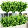 TEMCHY 24 Bundles Outdoor Artificial Boxwood Stems Faux Plants Shrubs, Fake UV Resistant Greenery Foliage Spring For Farmhouse, Home, Garden, Office, Patio, Wedding Decor -Artificial Trees Store 611oJgAF5VL