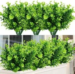 TEMCHY 24 Bundles Outdoor Artificial Boxwood Stems Faux Plants Shrubs, Fake UV Resistant Greenery Foliage Spring For Farmhouse, Home, Garden, Office, Patio, Wedding Decor -Artificial Trees Store 611oJgAF5VL. AC 1