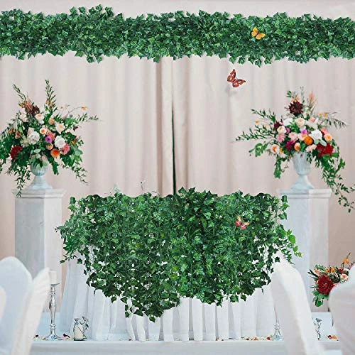 GPARK 84ft 12 Pack / 82 Inch, Artificial Ivy Garland Fake Leaf Plants Vine, Hanging Leaves Garlands For Wedding Party Garden Kitchen Outdoor Greenery Wall Decor Green 4 GPARK 84ft 12 Pack / 82 Inch, Artificial Ivy Garland Fake Leaf Plants Vine, Hanging Leaves Garlands For Wedding Party Garden Kitchen Outdoor Greenery Wall Decor Green - Image 2