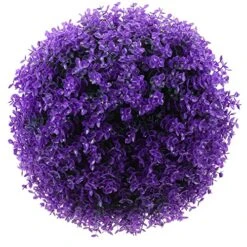 VOSAREA Artificial Topiary Plant Ball Eucalyptus Leaf Decorative Ball Decorative Topiary Balls For Garden Backyard Balcony Wedding (Purple)