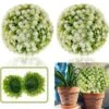 Coregreen 2pcs Artificial Topiary Ball 11inch White Flower Balls Artificial Plant Decorative Balls Faux Artificial Kissing Balls Mum's Ball For Balcony, Wedding, Christmas Decoration Indoor Outdoor -Artificial Trees Store 612GJB4p1hL