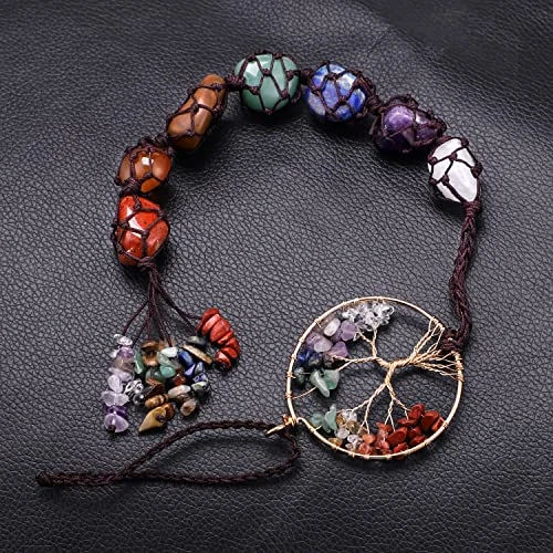 OyeahO Tree Of Life Crystals And Healing Stones, 7 Chakra Stones Car Hanging, Reiki Healing Crystals Feng Shui Ornament, Housewarming Gift For Good Luck/Yoga Meditation/Window Hanging/Home Decor 4 OyeahO Tree Of Life Crystals And Healing Stones, 7 Chakra Stones Car Hanging, Reiki Healing Crystals Feng Shui Ornament, Housewarming Gift For Good Luck/Yoga Meditation/Window Hanging/Home Decor - Image 2