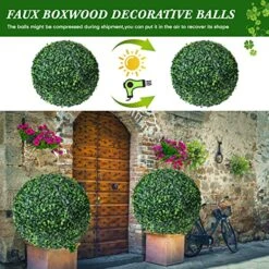 4 Pcs Artificial Plant Topiary Balls 2 Pcs 18.9 Inch And 2 Pcs 13.7 Inch Faux Boxwood Decorative Balls Round Greenery Spheres For Indoor Outdoor Backyard Balcony Garden Patios Wedding Home Decor -Artificial Trees Store 613n16agDbL