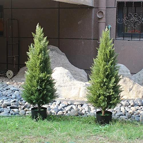 Two 3 Foot Outdoor Artificial Topiary Cedar Trees Artificial Potted Shrubs Potted UV Rated Plant 5 Two 3 Foot Outdoor Artificial Topiary Cedar Trees Artificial Potted Shrubs Potted UV Rated Plant - Image 3