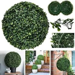 Gobograss Artificial Boxwood Topiary Ball - 2pcs 11 Inch 3 Layers Milan Grass Ball For Home Garden Wedding Party Decoration Environmental UV Protected Faux Boxwood Decorative Ball (11in) -Artificial Trees Store 619sm8IuV L. AC 2