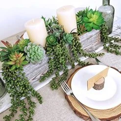 Supla 4 Pcs Artificial Hanging Succulents Faux Burro's Tail Picks Trailing String Of Pearls Succulents Fake Greenery Sprays For Basket Planter Centerpiece Floral Arrangement Indoor Outdoor Decor -Artificial Trees Store 61AGb7vhDuS