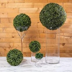 ELITE FLORAL Boxwood Topiary Ball – Artificial Topiary Plant For Weddings, Parties, Home Decoration, Topiary Substitution, Indoor Artificial Plant Ball – 4” Diameter – Green -Artificial Trees Store 61As6tbTZ8L