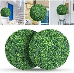 ROTEBIENE 2 Packs 21.6-inch Artificial Plant Topiary Balls For Outdoor Decor, Garden Spheres Decorative, Faux Boxwood Balls Plants For The Front Door, Porch, Backyard, Patio And Wedding NEUERMOND -Artificial Trees Store 61D7D4vhQKL. AC