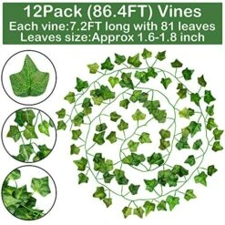 GPARK 84ft 12 Pack / 82 Inch, Artificial Ivy Garland Fake Leaf Plants Vine, Hanging Leaves Garlands For Wedding Party Garden Kitchen Outdoor Greenery Wall Decor Green 8 GPARK 84ft 12 Pack / 82 Inch, Artificial Ivy Garland Fake Leaf Plants Vine, Hanging Leaves Garlands For Wedding Party Garden Kitchen Outdoor Greenery Wall Decor Green -Artificial Trees Store 61HopKBAmjL