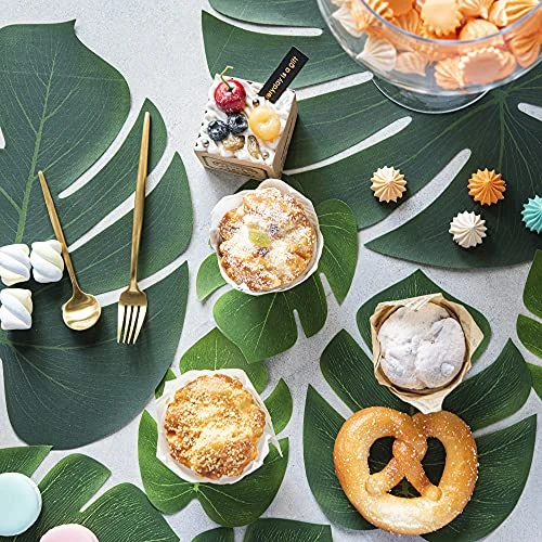 66 Pcs Artificial Palm Leaves Tropical Monstera Fake Large Green Leaf Table Wall Decoration For Jungle Safari Hawaiian Luau Party BBQ Beach Bridal Shower Wedding Birthday Classroom Supplies(3 Size) 4 66 Pcs Artificial Palm Leaves Tropical Monstera Fake Large Green Leaf Table Wall Decoration For Jungle Safari Hawaiian Luau Party BBQ Beach Bridal Shower Wedding Birthday Classroom Supplies(3 Size) - Image 2