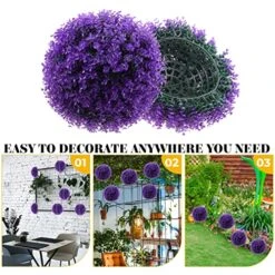Healifty Home Decor Fake Plants Artificial Boxwood Topiary Plant Decorative Faux Boxwood Lifelike Plant Sphere For Indoor Outdoor Garden Lawn Wedding Party Decor Purple Artificial Grass Fake Plants -Artificial Trees Store 61OCa152EyL