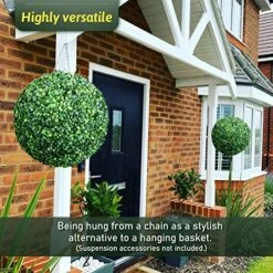 ROTEBIENE 2 Packs 21.6-inch Artificial Plant Topiary Balls For Outdoor Decor, Garden Spheres Decorative, Faux Boxwood Balls Plants For The Front Door, Porch, Backyard, Patio And Wedding NEUERMOND -Artificial Trees Store 61TLcgClvyL