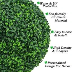 Sunnyglade 2 PCS 15.7 Inch 4 Layers Artificial Plant Topiary Ball Faux Boxwood Decorative Balls For Backyard, Balcony,Garden, Wedding And Home Décor (15.7 Inch) 15 Sunnyglade 2 PCS 15.7 Inch 4 Layers Artificial Plant Topiary Ball Faux Boxwood Decorative Balls For Backyard, Balcony,Garden, Wedding And Home Décor (15.7 Inch) -Artificial Trees Store 61Vi72UPZSL