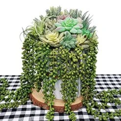 Supla 4 Pcs Artificial Hanging Succulents Faux Burro's Tail Picks Trailing String Of Pearls Succulents Fake Greenery Sprays For Basket Planter Centerpiece Floral Arrangement Indoor Outdoor Decor
