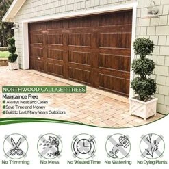 Topiary Trees Artificial Outdoor 2 Pack - 4.6' Artificial Designer Topiary Ball Trees -Faux Topiary Artificial Plant Boxwood -UV Protected Artificial Topiary Ball For Outdoors -Outdoor Topiary