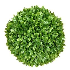 SunnyRoyal Topiary Ball Artificial Outdoor Boxwood Balls Topiary Lifelike Plants, Round Topiary For Indoor/Outdoor Decore, Rose Leaf 15 Inch, 1 Piece