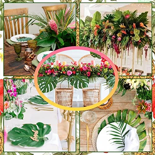 92pcs Palm Leaves Artificial Plant Kit Fake Leaves Jungle Party Decorations Monstera Deliciosa Faux Palm Fronds Tropical Plants Greenery Hawaiian Luau Party Supplies Wedding Decor Beach Theme 6 92pcs Palm Leaves Artificial Plant Kit Fake Leaves Jungle Party Decorations Monstera Deliciosa Faux Palm Fronds Tropical Plants Greenery Hawaiian Luau Party Supplies Wedding Decor Beach Theme - Image 4