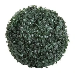 Pure Garden 50-128 Solar Powered LED Artificial Topiary Ball-Decorative Pre-lit Faux Boxwood With Rechargeable Battery-Outdoor Lawn And Garden Decor