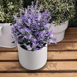 HomEdge Artificial Mini Potted Lavender, Artificial Plastic Plant Greenery With Pot For Home, Office Desk Decoration -Artificial Trees Store 61cULBUQoAL