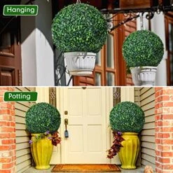 4 Pcs Artificial Plant Topiary Balls 2 Pcs 18.9 Inch And 2 Pcs 13.7 Inch Faux Boxwood Decorative Balls Round Greenery Spheres For Indoor Outdoor Backyard Balcony Garden Patios Wedding Home Decor -Artificial Trees Store 61cfP45gf5L