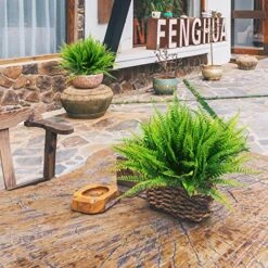 8 Pcs Artificial Boston Fern Plants Bushes Faux Plants Shrubs Greenery UV Resistant For House Office Garden Indoor Outdoor Décor -Artificial Trees Store 61dA3ZhIroL