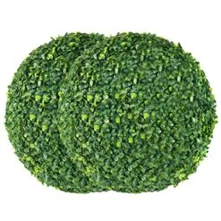 AILANDA 2 PCS 16 Inch Artificial Plant Topiary Ball For Outdoor UV Resistant Garden Spheres Decorative With 8 Layers Leaves Faux Boxwood Balls For Backyard, Balcony, Porch, Wedding And Home Décor