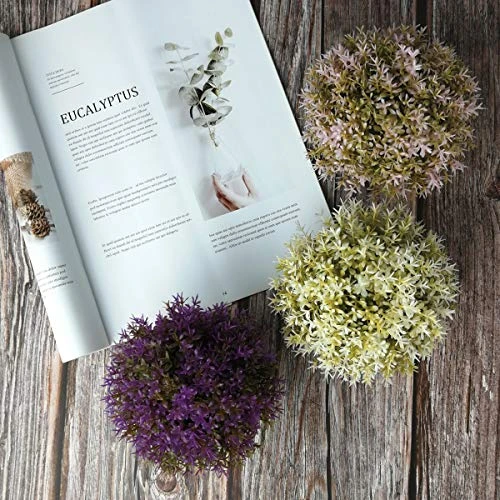 Tuokor 4.75" Mini Artificial Plastic Plants Green Grass Colorful Shrubs Faux Flowers With Gray Pots For Home Decor, Office Decor - Set Of 6 7 Tuokor 4.75" Mini Artificial Plastic Plants Green Grass Colorful Shrubs Faux Flowers With Gray Pots For Home Decor, Office Decor - Set Of 6 - Image 5