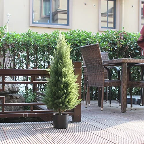 Two 3 Foot Outdoor Artificial Topiary Cedar Trees Artificial Potted Shrubs Potted UV Rated Plant 8 Two 3 Foot Outdoor Artificial Topiary Cedar Trees Artificial Potted Shrubs Potted UV Rated Plant - Image 6