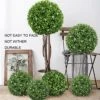 17.7 Inch Artificial Plants Outdoor Boxwood Topiary Ball With White Flowers For Backyard, Garden, Porch, Wedding, Party Indoor/Outdoor Home Decor