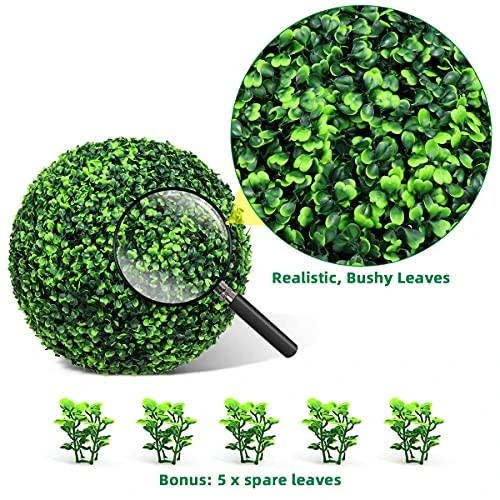 Easnwllim 2 PCS 14.96 Inch Artificial Boxwood Balls Decorative Faux Boxwood Balls Round Artificial Plant Topiary Ball For Backyard, Balcony, Garden, Wedding Party, Home Office 5 Easnwllim 2 PCS 14.96 Inch Artificial Boxwood Balls Decorative Faux Boxwood Balls Round Artificial Plant Topiary Ball For Backyard, Balcony, Garden, Wedding Party, Home Office - Image 3