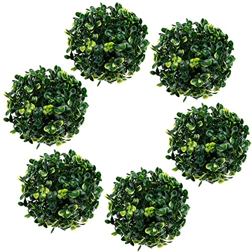 Azure Zone, Pack Of 6 4" Artificial Boxwood Topiary Ball Green Plant Balls Decorative Greenery Filler Ball For Garden Home 3 Azure Zone, Pack Of 6 4" Artificial Boxwood Topiary Ball Green Plant Balls Decorative Greenery Filler Ball For Garden Home