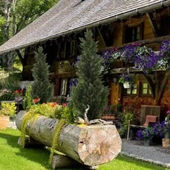 LUWENER Two 4FT Artificial Cedar Topiary Trees,Fake Topiary Outdoor Plants In Pot, UV Rated Plant For The Front Door,Christmas Decor,Garden Decor -Artificial Trees Store 61kO50lnzjL