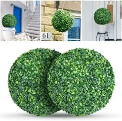 ROTEBIENE 2 Packs 21.6-inch Artificial Plant Topiary Balls For Outdoor Decor, Garden Spheres Decorative, Faux Boxwood Balls Plants For The Front Door, Porch, Backyard, Patio And Wedding NEUERMOND -Artificial Trees Store 61kuGqc9pvL. AC
