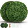 TTDMK 2 PCS 16 Inch Boxwood Balls With Ground Pegs And String, 4 Layers Artificial Plant Topiary Ball, UV Resistant Artificial Topiary Ball For Outdoor/Indoor, Garden, Front Porch, Wedding Décor -Artificial Trees Store 61n5XlUUr9L