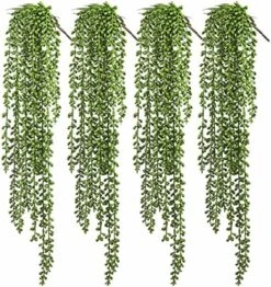 Meiliy 4pcs Artificial Succulent Plants Hanging Succulent Plants Faux Succulents Unpotted Branch String Of Pearls Plant For Home Kitchen Office Wedding Garden Craft Art Decor(28 Inches Each Length) -Artificial Trees Store 61pDIbV6NWL. AC