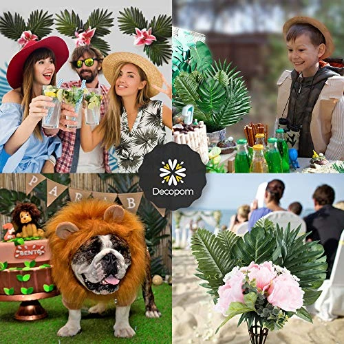 Decopom Palm Leaves Artificial Tropical Monstera-84Pcs 6 Kinds Large Small Green Fake Palm Leaf With Stems For Safari Jungle Hawaiian Luau Party Table Decoration Wedding Birthday Theme Party 5 Decopom Palm Leaves Artificial Tropical Monstera-84Pcs 6 Kinds Large Small Green Fake Palm Leaf With Stems For Safari Jungle Hawaiian Luau Party Table Decoration Wedding Birthday Theme Party - Image 3