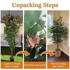 NeuType Artificial Ficus Tree 6FT, 2Packs Fake Ficus Tree Plant With Warm White LED String Lights, Tall Fake Plant Potted Faux Tree Indoor Home Office Decor Floor Plants For Living Room (71 In) 13 NeuType Artificial Ficus Tree 6FT, 2Packs Fake Ficus Tree Plant With Warm White LED String Lights, Tall Fake Plant Potted Faux Tree Indoor Home Office Decor Floor Plants For Living Room (71 In) -Artificial Trees Store 61r4xGC1xsL