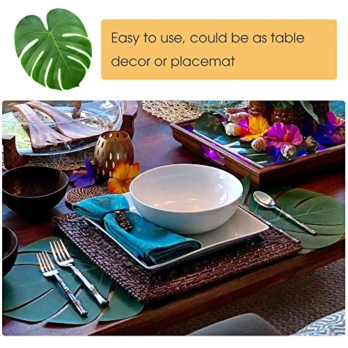 KUUQA 60 Pcs Large 13" Tropical Leaves Artificial Green Monstera Leaves Palm Leaf For Luau Party Hawaiian Aloha Tiki Theme Safari Jungle BBQ Birthday Party Decoration Supplies 5 KUUQA 60 Pcs Large 13" Tropical Leaves Artificial Green Monstera Leaves Palm Leaf For Luau Party Hawaiian Aloha Tiki Theme Safari Jungle BBQ Birthday Party Decoration Supplies - Image 3