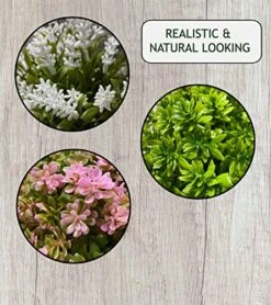 Artificial Mini Potted Plant Decor (Set Of 3) | Pink, White, Green Set | Fake Plant | Office Decor, Bathroom Decor, Farmhouse Decor, Kitchen Decor | Faux Topiary Decore | Home Decor Clearance -Artificial Trees Store 61vSOoDbqtL